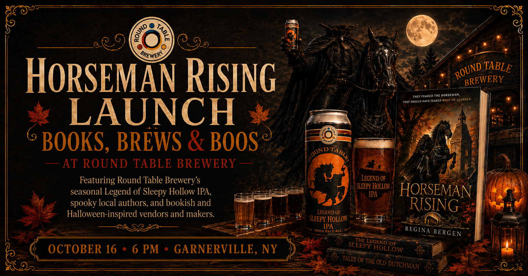 Books, Brews and Boos Horseman Rising launch at Round Table Brewery on October 16 at 6 PM