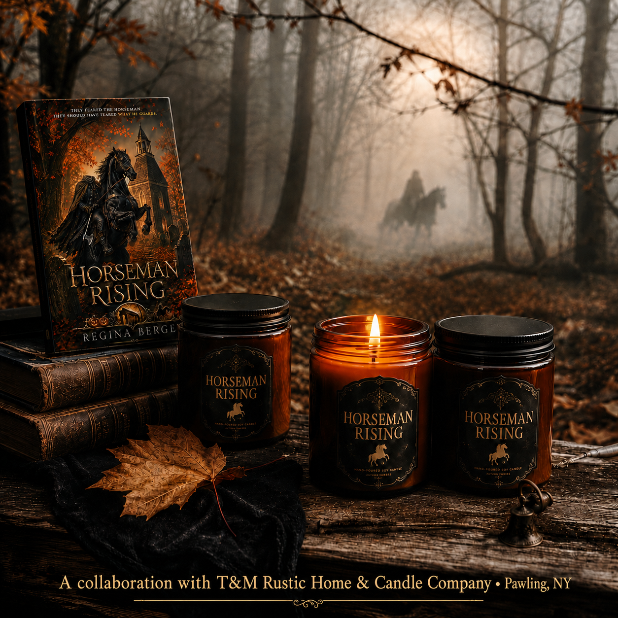 Horseman Rising candle collaboration with T and M Rustic Home and Candle Company in Pawling, New York